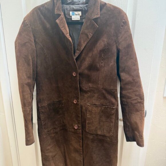 Long Brown Suede Jacket Coat - Picture 9 of 10